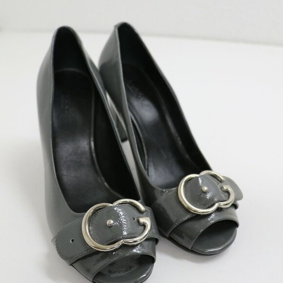Gucci Sachalin GG Crinkled Leather Gray Pumps | 370614 | Size US 9 , EUR 39.5 - Picture 1 of 6